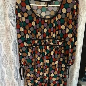 Multicolor Polka Dot Scoop Neck Dress